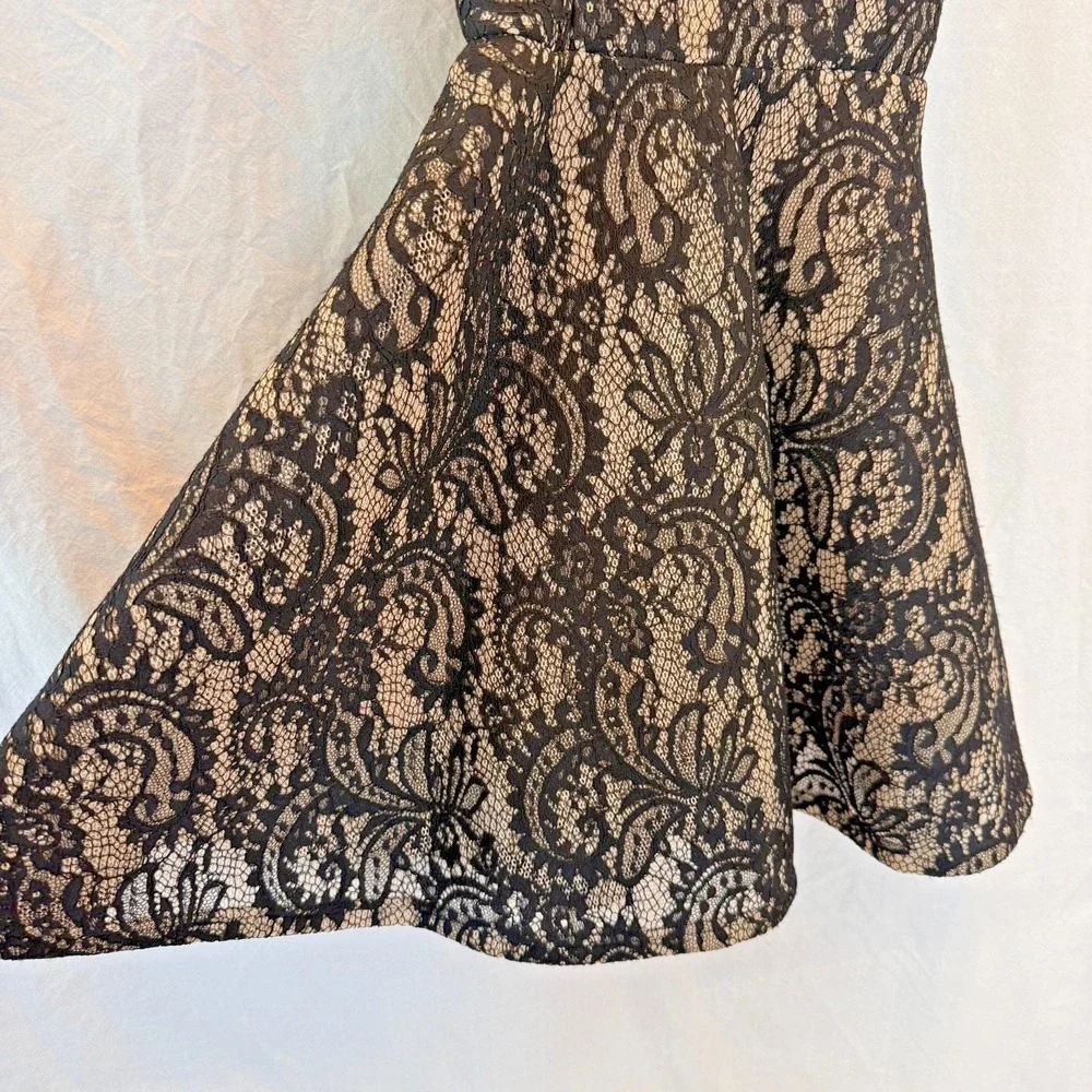 Windsor Black Lace Halter Homecoming Hoco Party Dress Sz S Nude Illusion Back - Picture 2 of 15